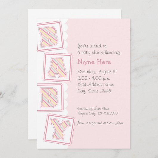 ベビーのブロックのシャワーの招待状の積み重ね 招待状 (正面/裏面)