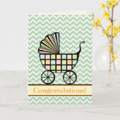 ベビーのブロックベビーカーのグリーティングカード カード (黄色い花)