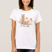ベビーのブロック、クマ、野生の花々お母さん Tシャツ (正面)