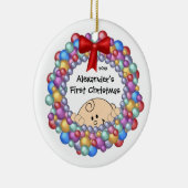 ベビーのベビーの初めてのクリスマスのオーナメントをかいま見ること セラミックオーナメント (右)