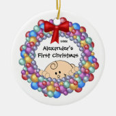 ベビーのベビーの初めてのクリスマスのオーナメントをかいま見ること セラミックオーナメント (正面)