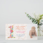 ベビーのベビーの第1誕生日は写真カード感謝していしています サンキューカード (スタンド正面)