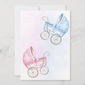 ベビーのベビーカーのピンクとブルーの性別の表示 招待状 (裏面)