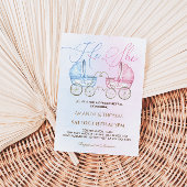 ベビーのベビーカーのピンクとブルーの性別の表示 招待状