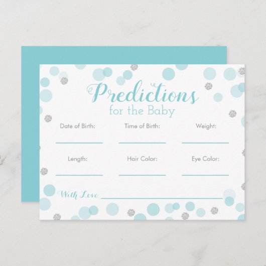 ベビーのベビーシャワーのゲームの青の銀のための予言 インビテーションポストカード (正面/裏面)