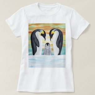 ベビーのペンギンが付いているペンギン家族 Tシャツ