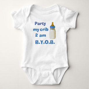 ベビーのボディスーツ-私のまぐさ桶2 AMをパーティを楽しんで下さい- BYOB ベビーボディスーツ