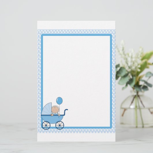 ベビーのボーダー男の子 便箋 (スタンド正面)