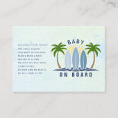 ベビーのボード上の青男の赤ちゃんシャワーブックベビー エンクロージャーカード (正面)