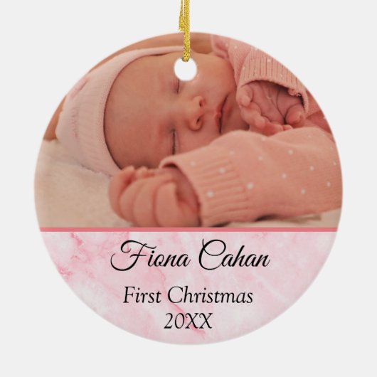 ベビーのマイ初めてのクリスマスパーソナライズされた2枚 セラミックオーナメント (裏面)