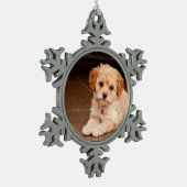 ベビーのマルタのプードルの組合せかmaltipooの小犬 スノーフレークピューターオーナメント (左)