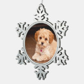ベビーのマルタのプードルの組合せかmaltipooの小犬 スノーフレークピューターオーナメント (右)