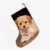 ベビーのマルタのプードルの組合せかmaltipooの小犬 スモールクリスマスストッキング (裏面 (吊り時))
