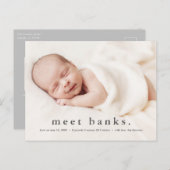 ベビーのモダン写真名の誕生発表 ポストカード (正面/裏面)