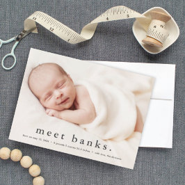 ベビーのモダン写真名の誕生発表 招待状