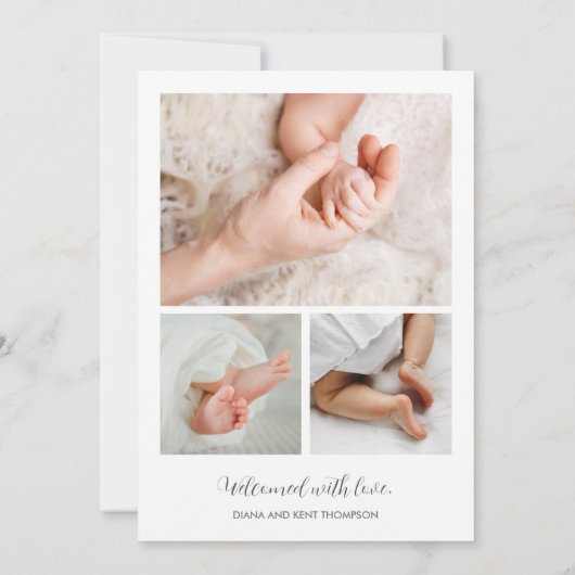 ベビーのモダン出産の告知 (裏面)