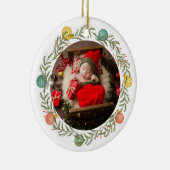 ベビーのモダン初めてのクリスマスフォトホリデー セラミックオーナメント (右)