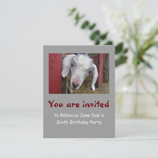 ベビーのヤギの誕生日のパーティの招待状 招待状 (スタンド正面)