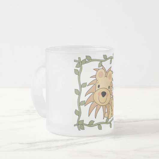 ベビーのライオンのTシャツおよびギフト フロストグラスマグカップ (正面左)