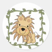 ベビーのライオンのTシャツおよびギフト ラウンドシール (正面)