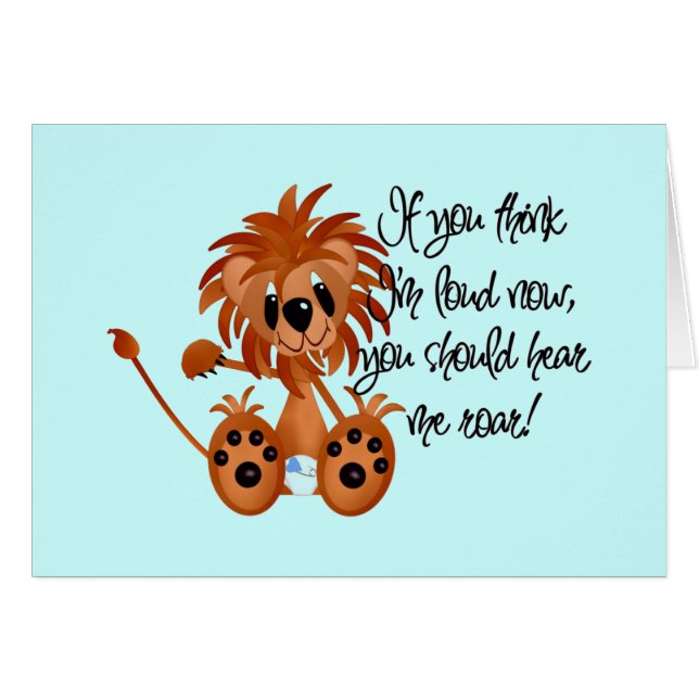 ベビーのライオンは私がTシャツおよびギフトをとどろくのを聞きます (正面横)