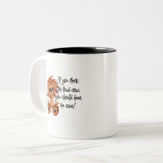 ベビーのライオンは私がTシャツおよびギフトをとどろくのを聞きます ツートーンマグカップ (正面左)