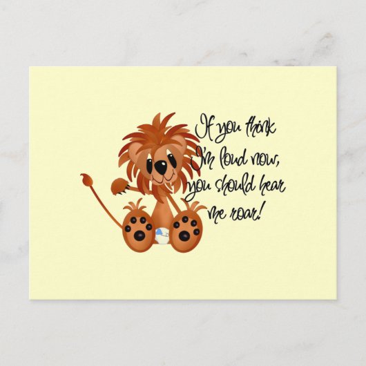 ベビーのライオンは私がTシャツおよびギフトをとどろくのを聞きます ポストカード (正面)