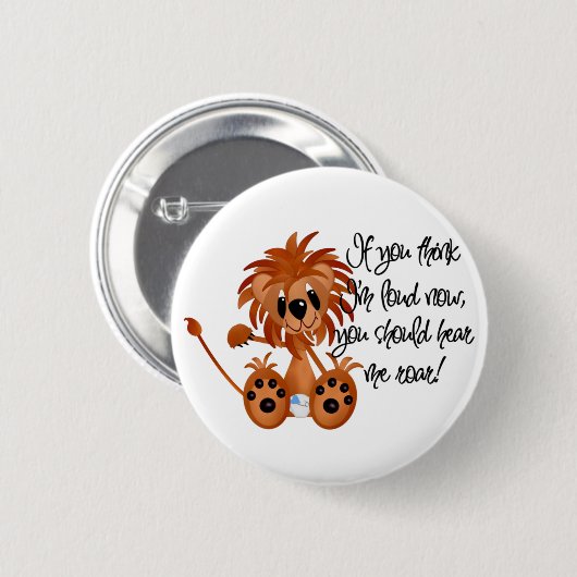 ベビーのライオンは私がTシャツおよびギフトをとどろくのを聞きます 缶バッジ (正面&裏面)