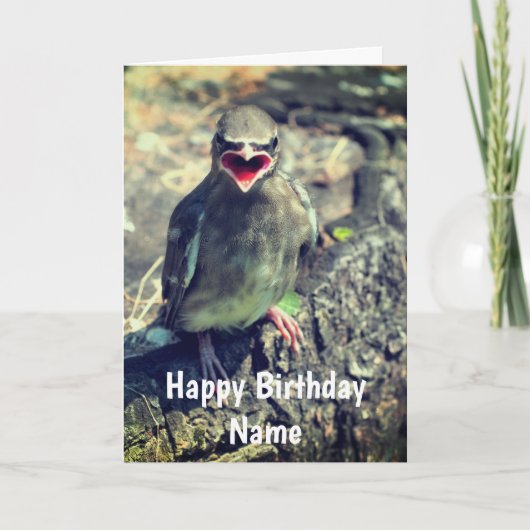 ベビーのワックスパーソナライズされた鳥誕生日カード カード (正面)