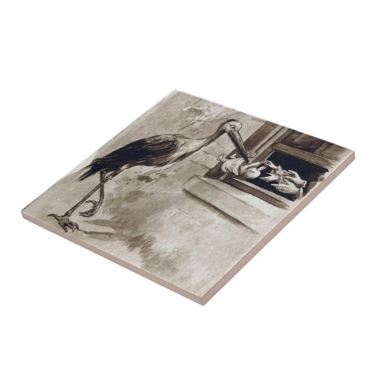 ベビーのヴィンテージを渡しているこうのとり タイル (側面)