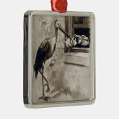 ベビーのヴィンテージを渡しているこうのとり メタルオーナメント (右)