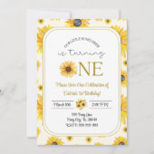 ベビーの一歳の誕生日「私たちの小さなひまわり」 招待状 (正面)