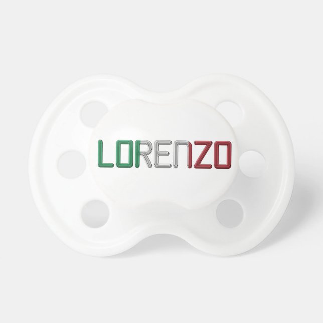 ベビーの一流のロレンツォのイタリアンな旗のタイポグラフィ おしゃぶり (正面)