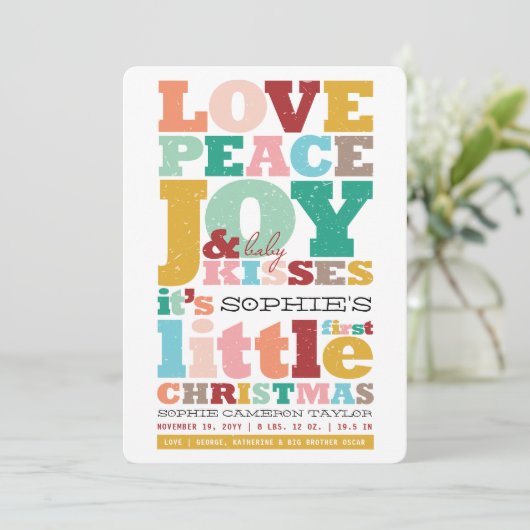 ベビーの一流の初めてのクリスマス愛誕生の発表 シーズンカード (スタンド正面)