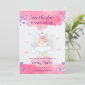 ベビーの一角獣少女シャワーの日付を節約 セーブザデート (スタンド正面)