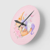 ベビーの一角花 ラウンド壁時計 (傾斜)