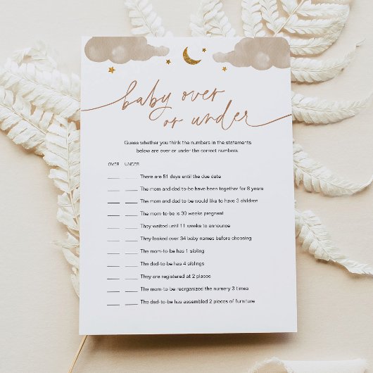 ベビーの上または下のキラキラ星の赤ちゃんシャワーゲーム 招待状