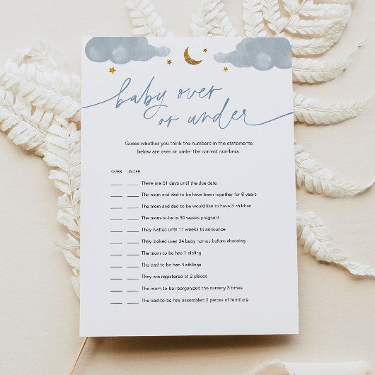 ベビーの上または下のキラキラ星の赤ちゃんシャワーゲーム 招待状