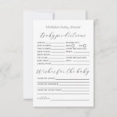 ベビーの予測とウィッシュ赤ちゃんシャワーのゲーム カード (正面)