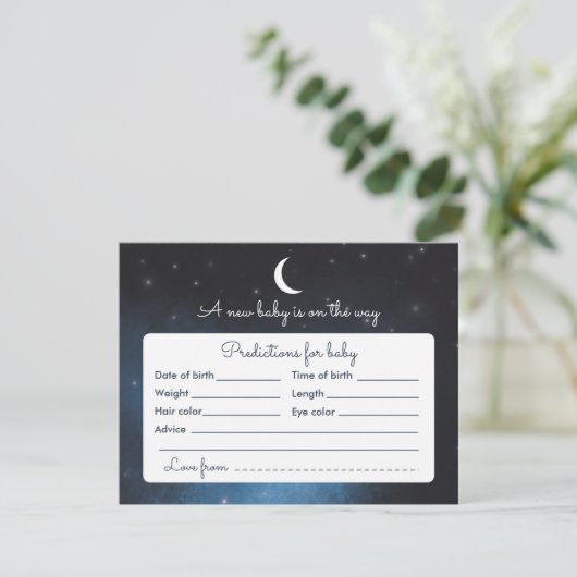 ベビーの予言の星明かりの夜ベビーシャワーのゲームカード 招待状 (スタンド正面)