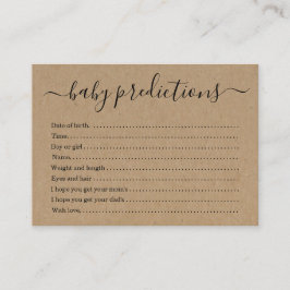 ベビーの予言カードベビーシャワー-素朴なクラフト コーリングカード