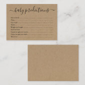 ベビーの予言カードベビーシャワー-素朴なクラフト コーリングカード (正面/裏面)