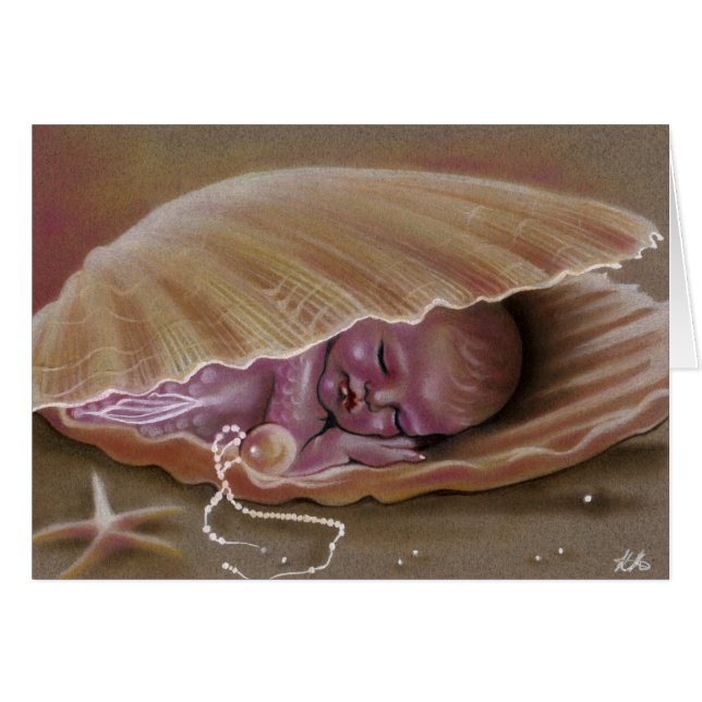 ベビーの人魚がシェルカードで眠っている (正面横)