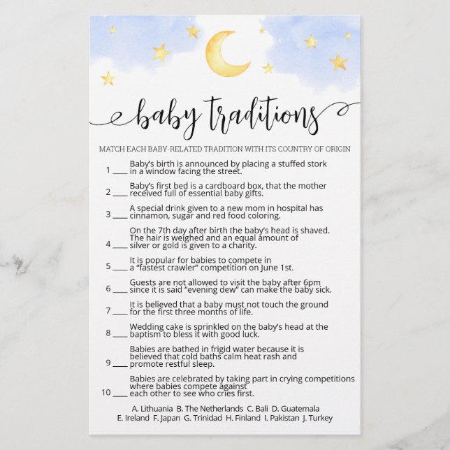 ベビーの伝統と世界の赤ちゃんシャワーゲーム (正面)