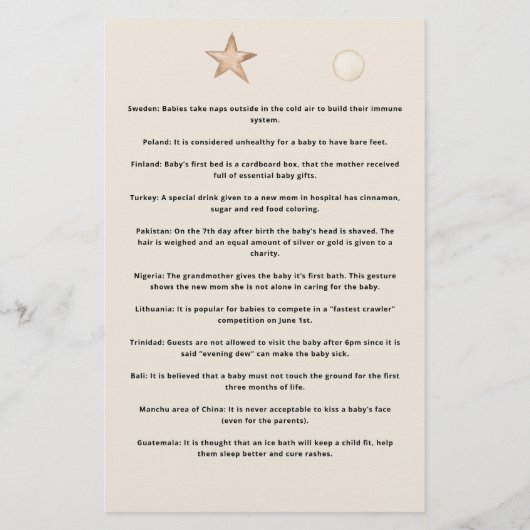 ベビーの伝統ベビーベアベビーシャワーゲーム (裏面)