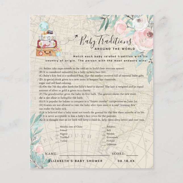 ベビーの伝統 |赤ちゃんシャワーゲーム (正面)