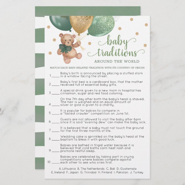 ベビーの伝統Teddy Bear (正面/裏面)