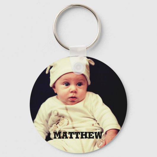ベビーの写真と名前のアップロード キーホルダー (正面)