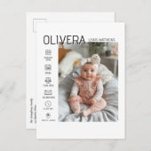 ベビーの写真と統計 案内ポストカード (正面/裏面)