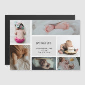 ベビーの写真のコラージュ名誕生日のお知らせ マグネット招待状 (正面/裏面)